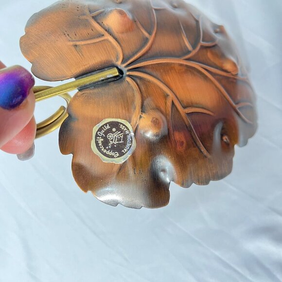 Vintage Coppercraft Guild Copper Leaf  trinket  Dish 1633 Autumn Leaf Made in US - Picture 3 of 3